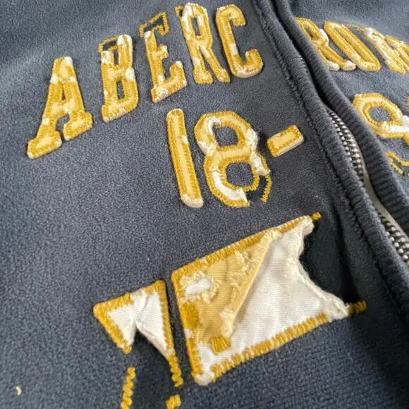 🔥Vintage Y2K Abercrombie & Fitch Spell out Faded Distressed Zip Up Mens Hoodie - Picture 10 of 16